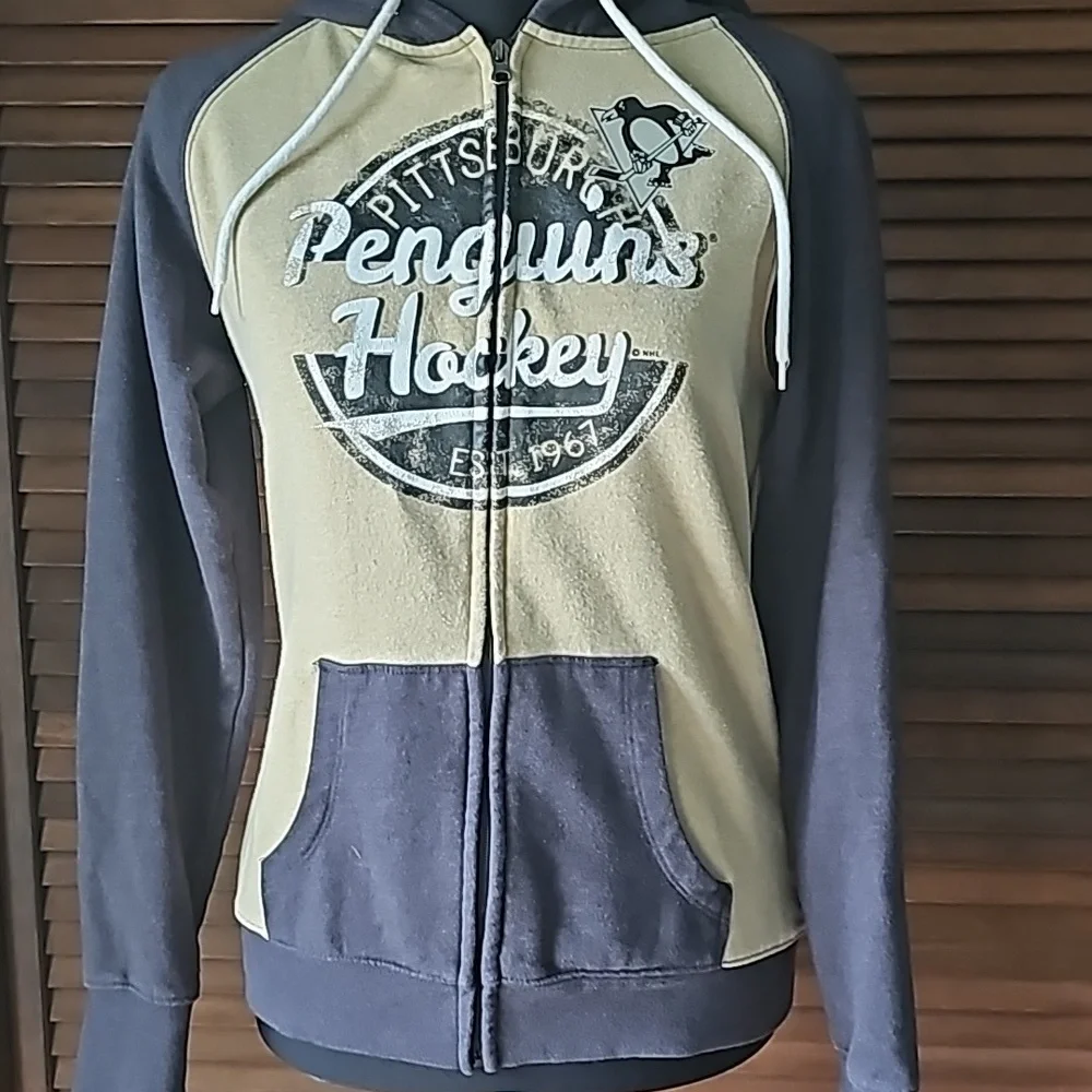 NHL Pittsburgh Penguins Hockey Full Zip Hooded Sweatshirt Jacket Women's Medium - Picture 3 of 14